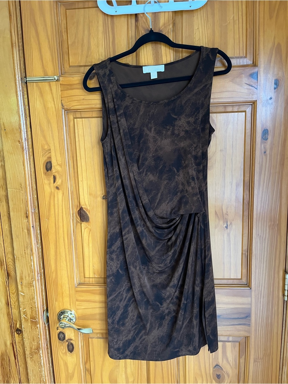 MICHAEL Michael Kors Brown Patterned Sleeveless Draped Dress